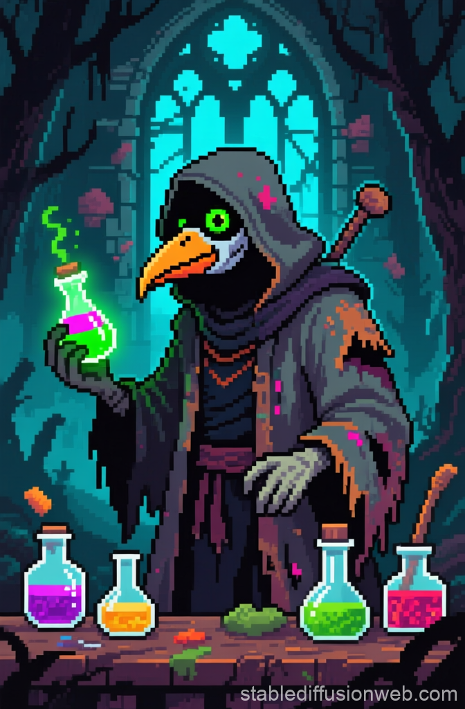 Pixel Art Necromancer in Blighted Chapel