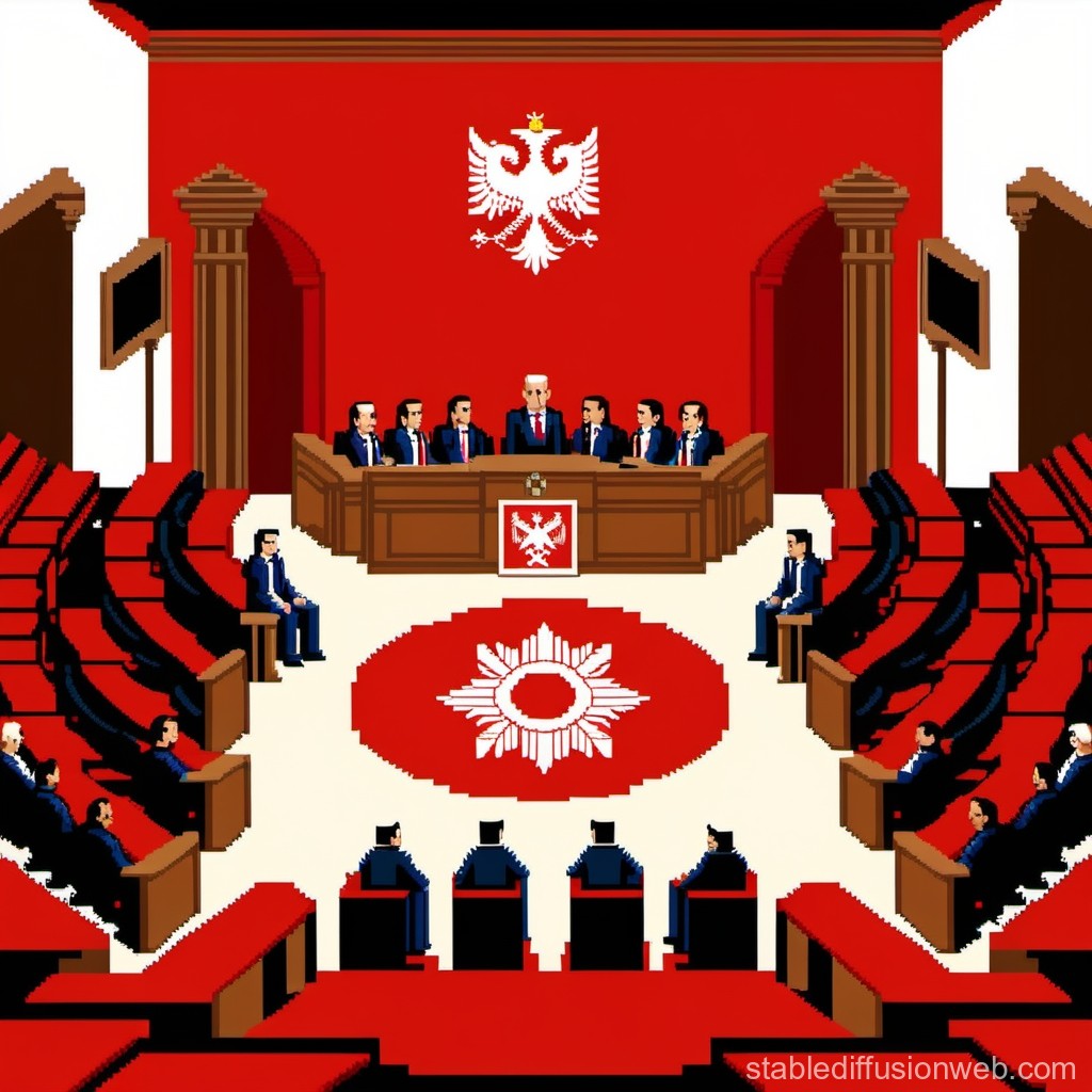 Pixel Art of a Formal Parliamentary Assembly