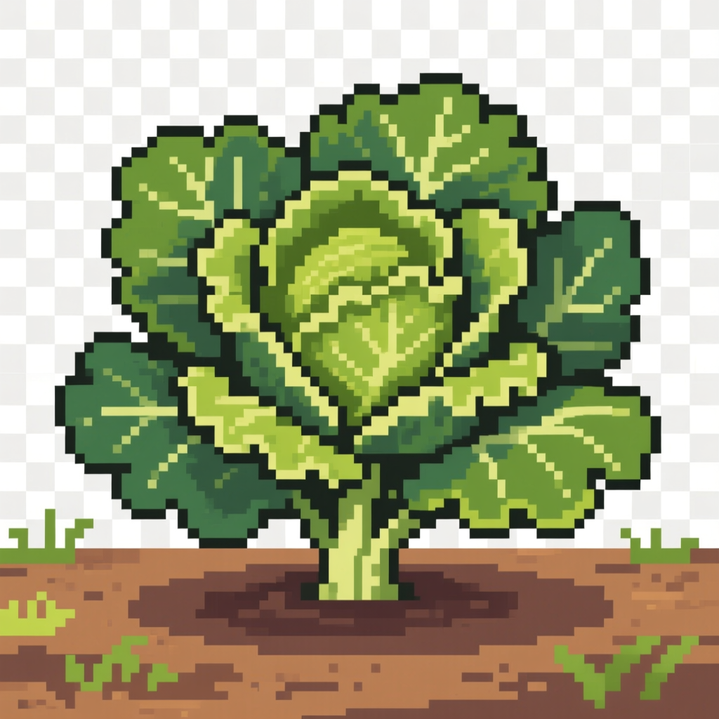 Pixel Art Ornamental Kale Plant