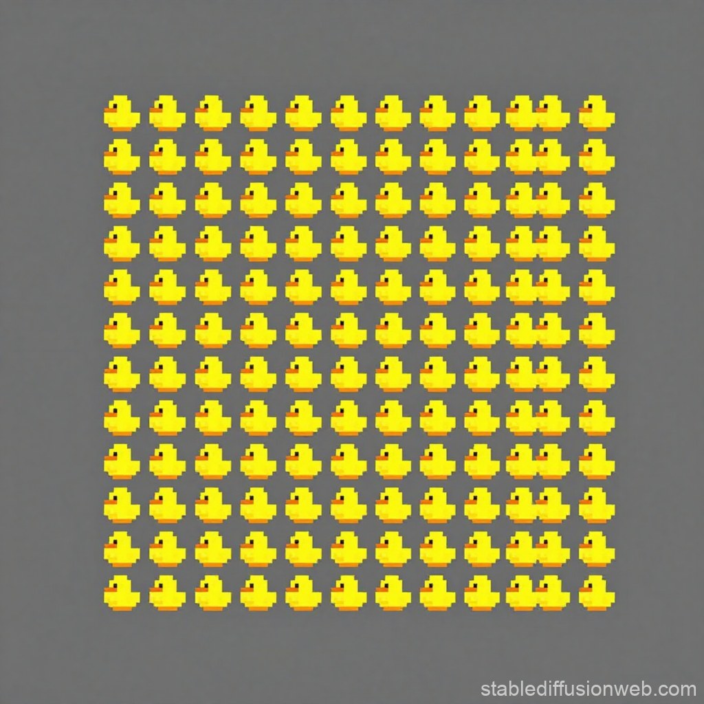 Pixel Art Pattern of Yellow Rubber Ducks