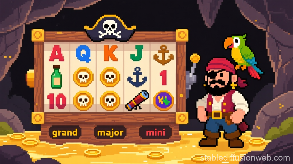Pixel Art Pirate Slot Game Mockup