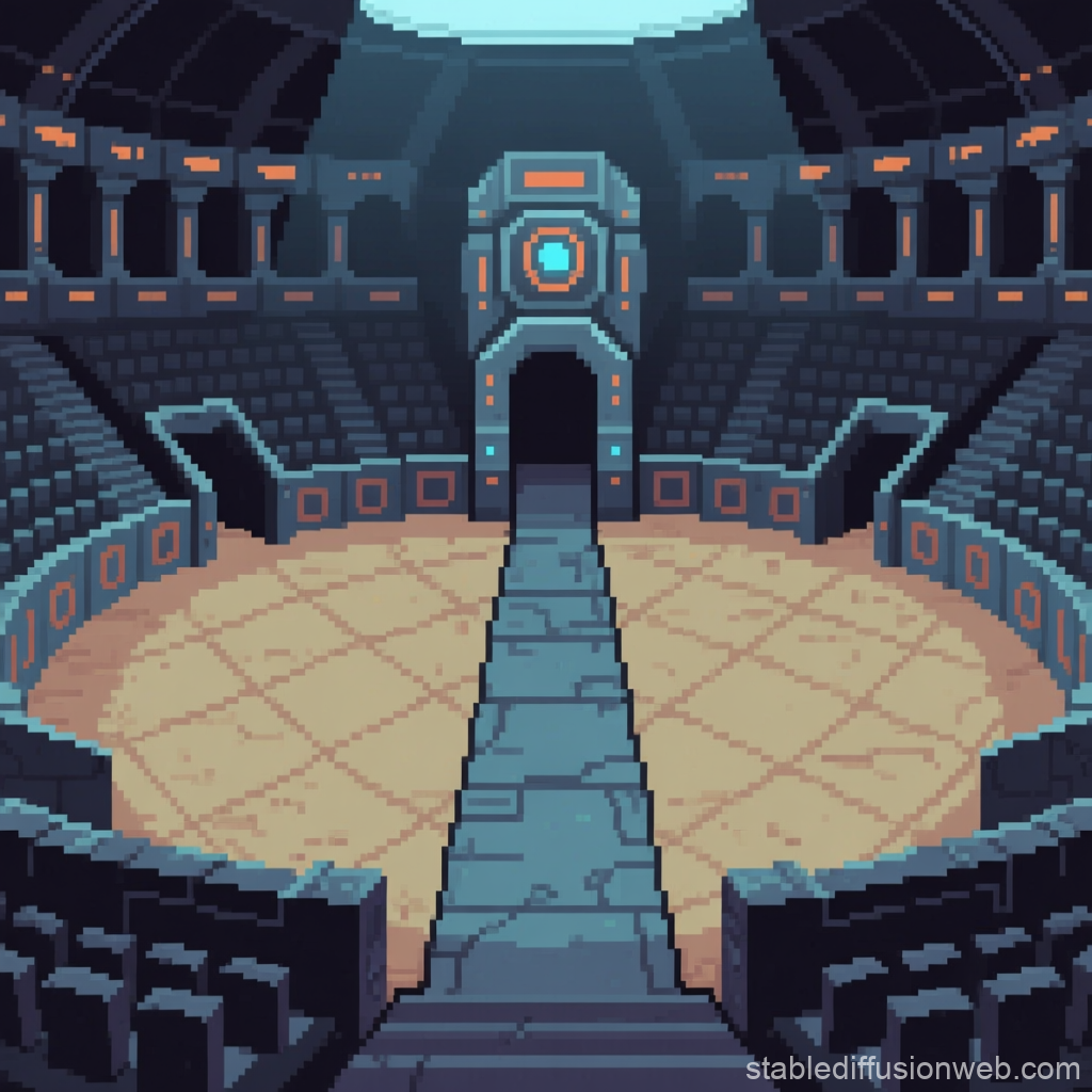 Pixel Art Sci-Fi Gladiatorial Arena Interior