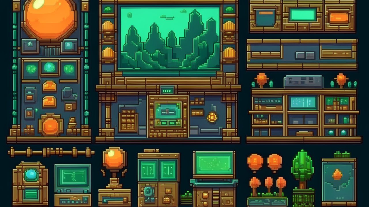 Pixel Art Sci-Fi Room and Object Tileset
