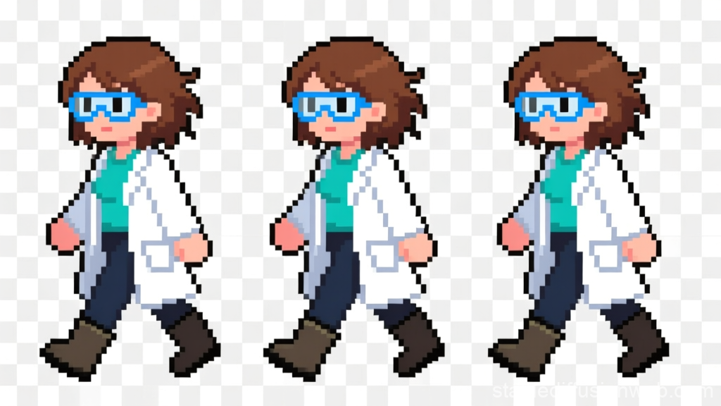 Pixel Art Scientist Walking Sprite