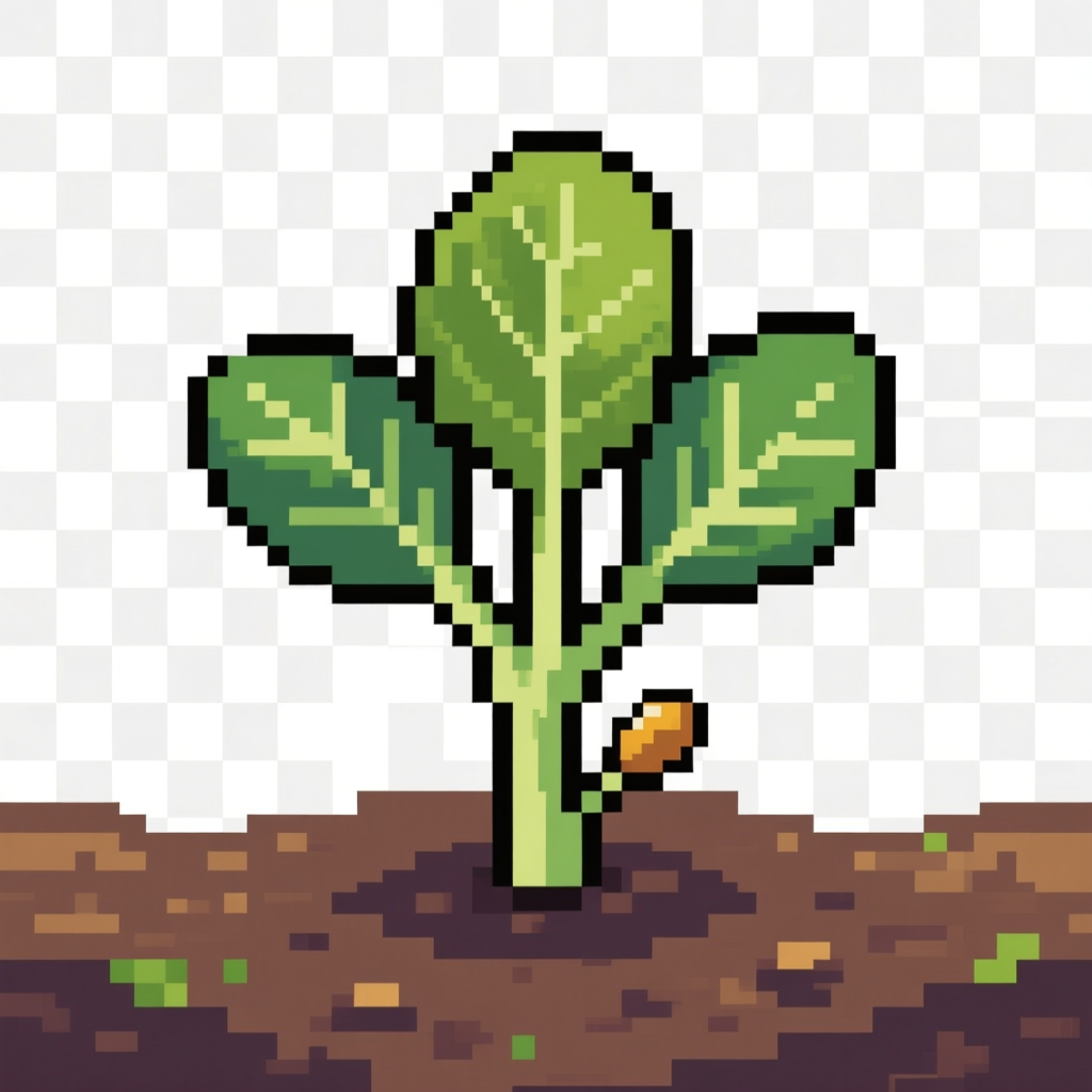 Pixel Art Seedling Growing in Soil