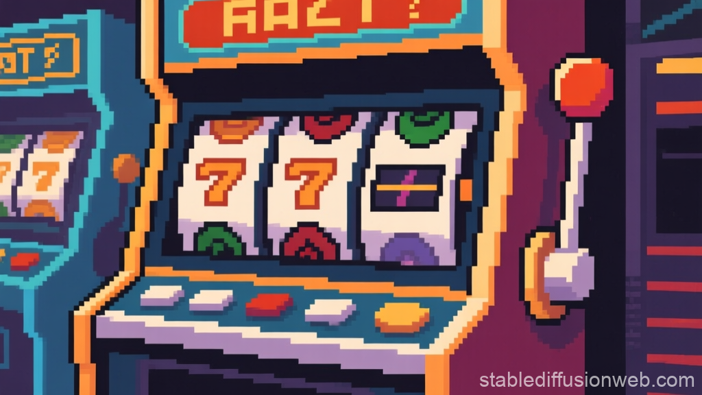 Pixel Art Slot Machine with Lucky Sevens