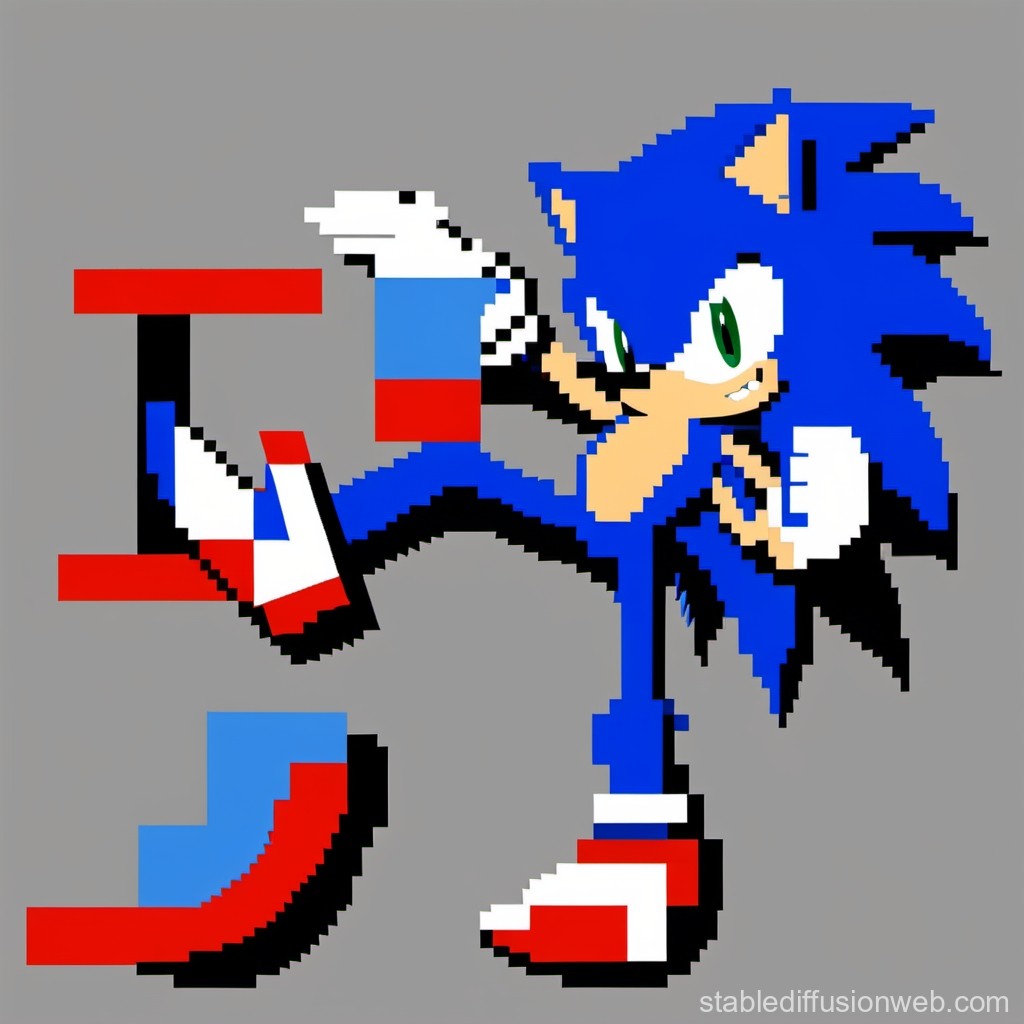 Pixel Art Sonic the Hedgehog in Dynamic Pose