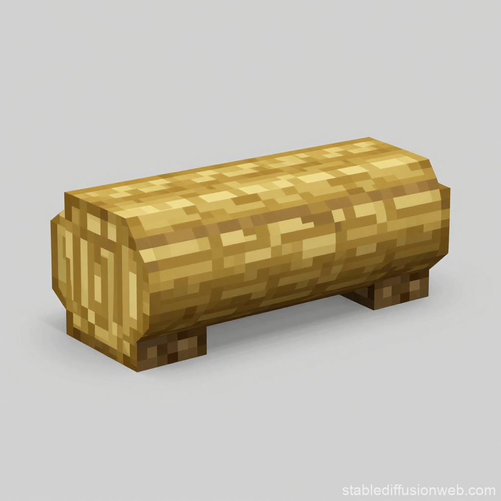 Pixel Art Style Gold Oak Log