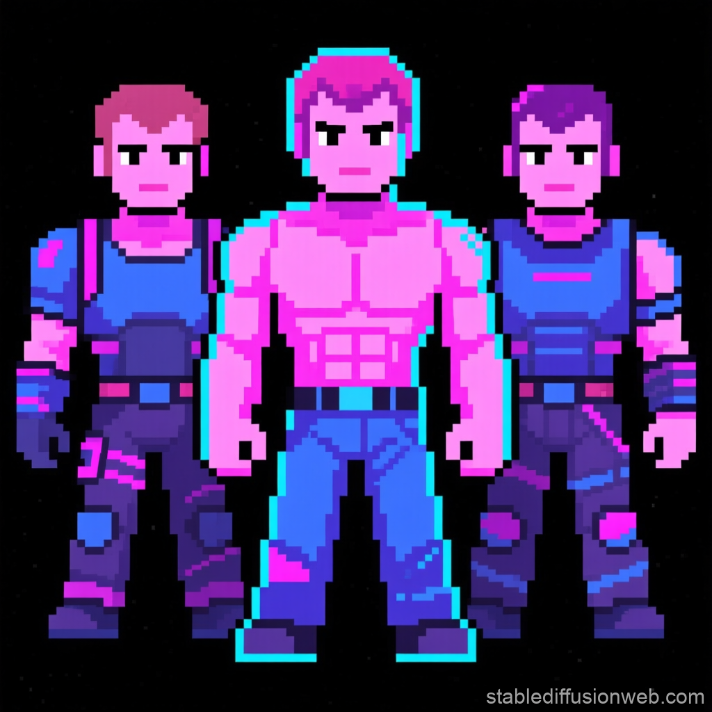 Pixel Art Trio of Retro Fighters