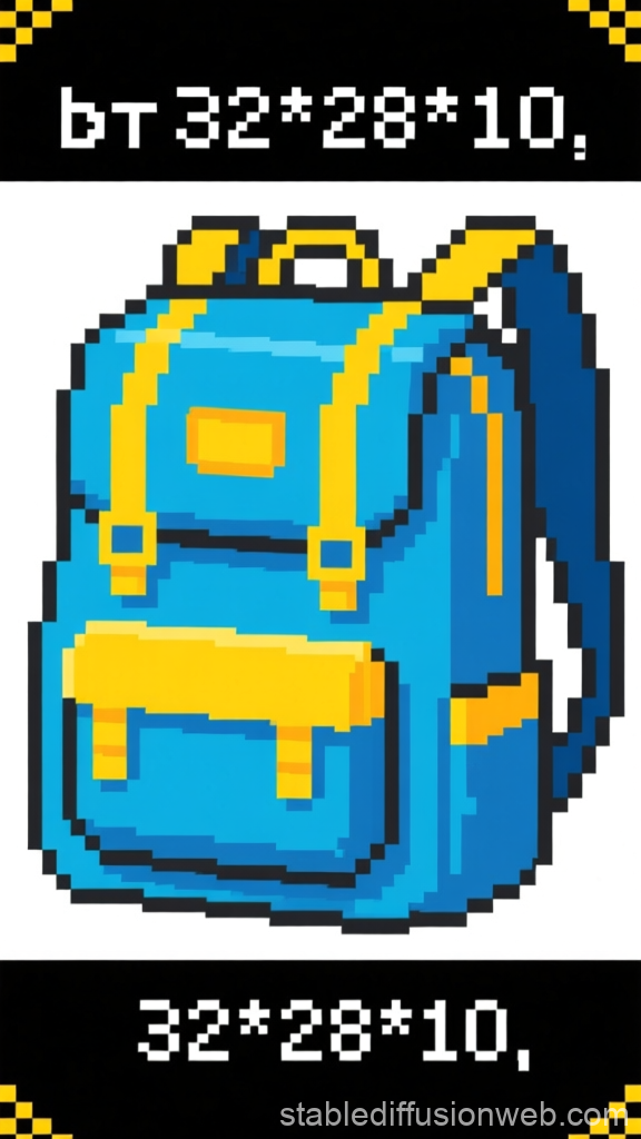 Pixel Art Turquoise Backpack with Yellow Accents