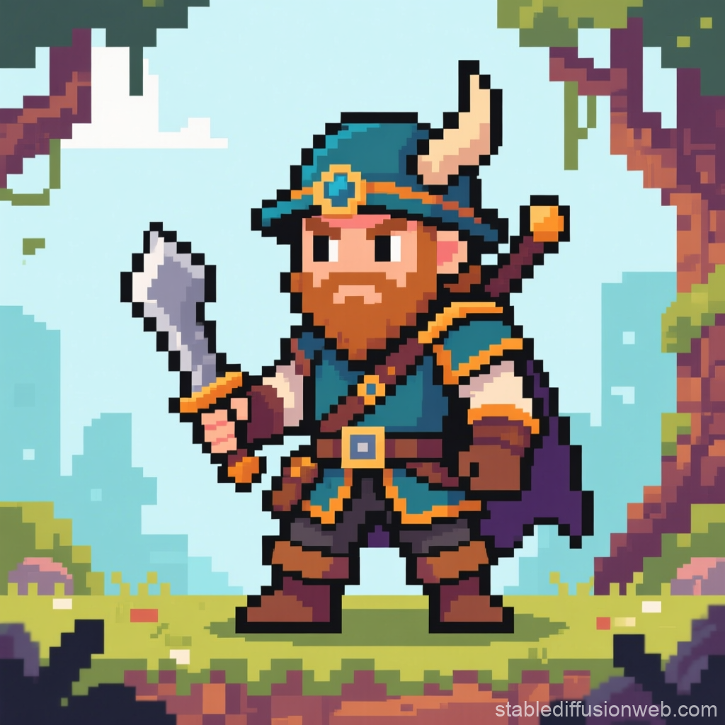 Pixel Art Viking Fantasy Adventurer