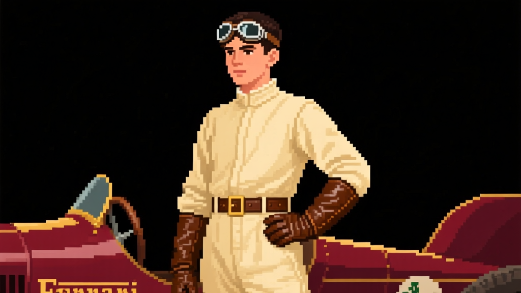 Pixel Art Vintage Racing Driver with Classic Car