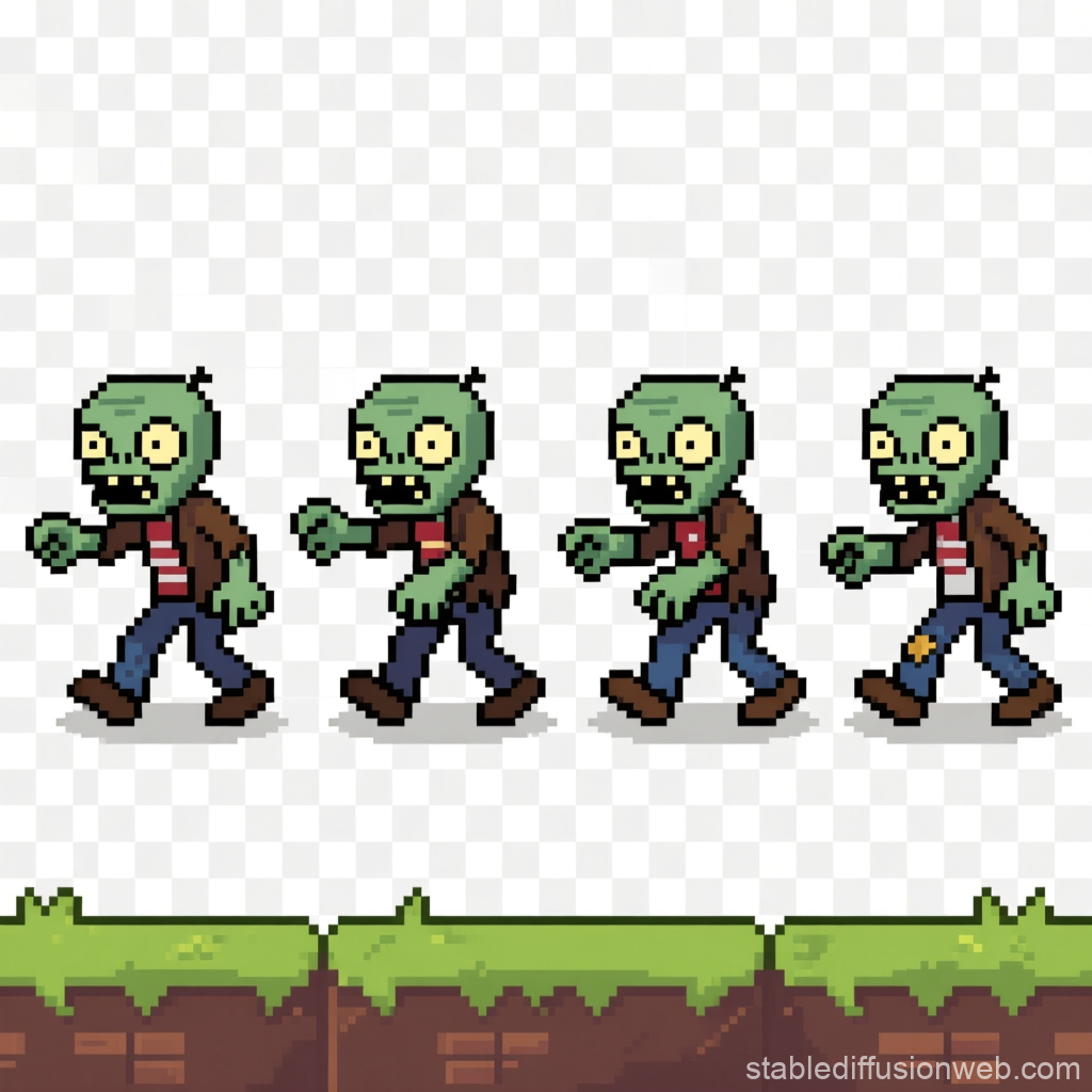 Pixel Art Zombie Walking Animation Sprites