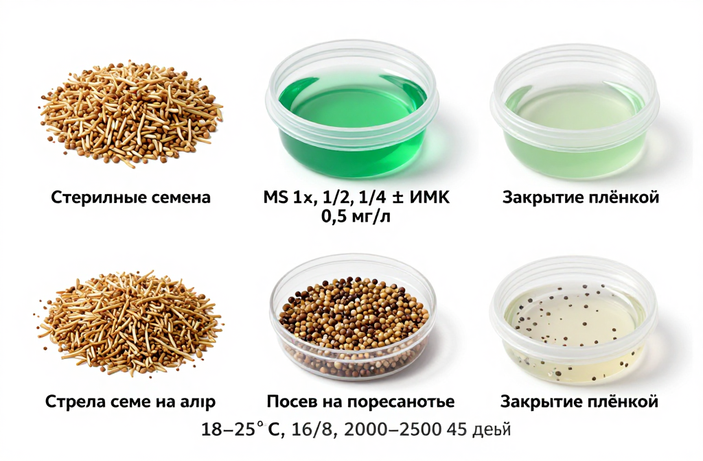 Plant Propagation Setup with Sterile Seeds and Growth Medium