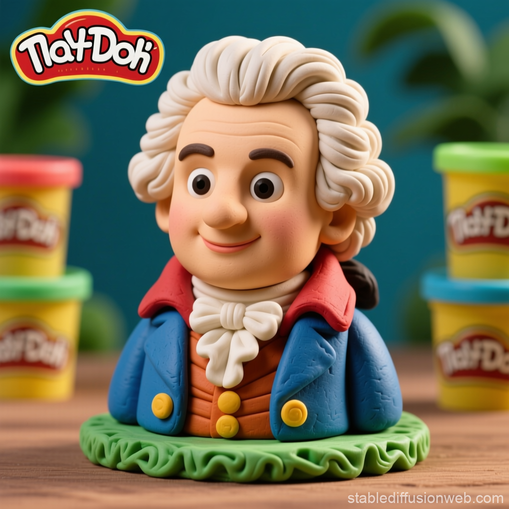 Play-Doh Bust of Mozart in Clay Art Style