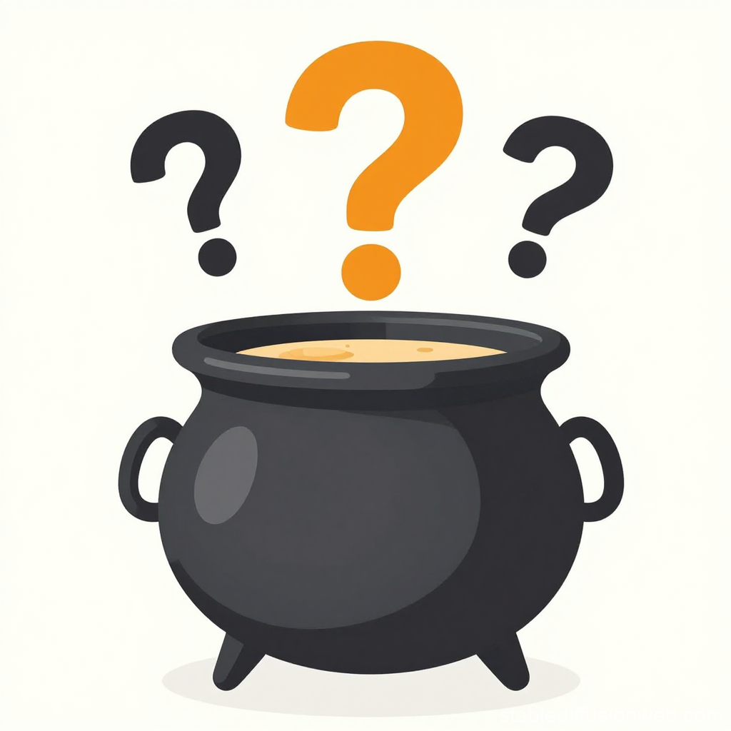 Playful Cauldron with Question Marks
