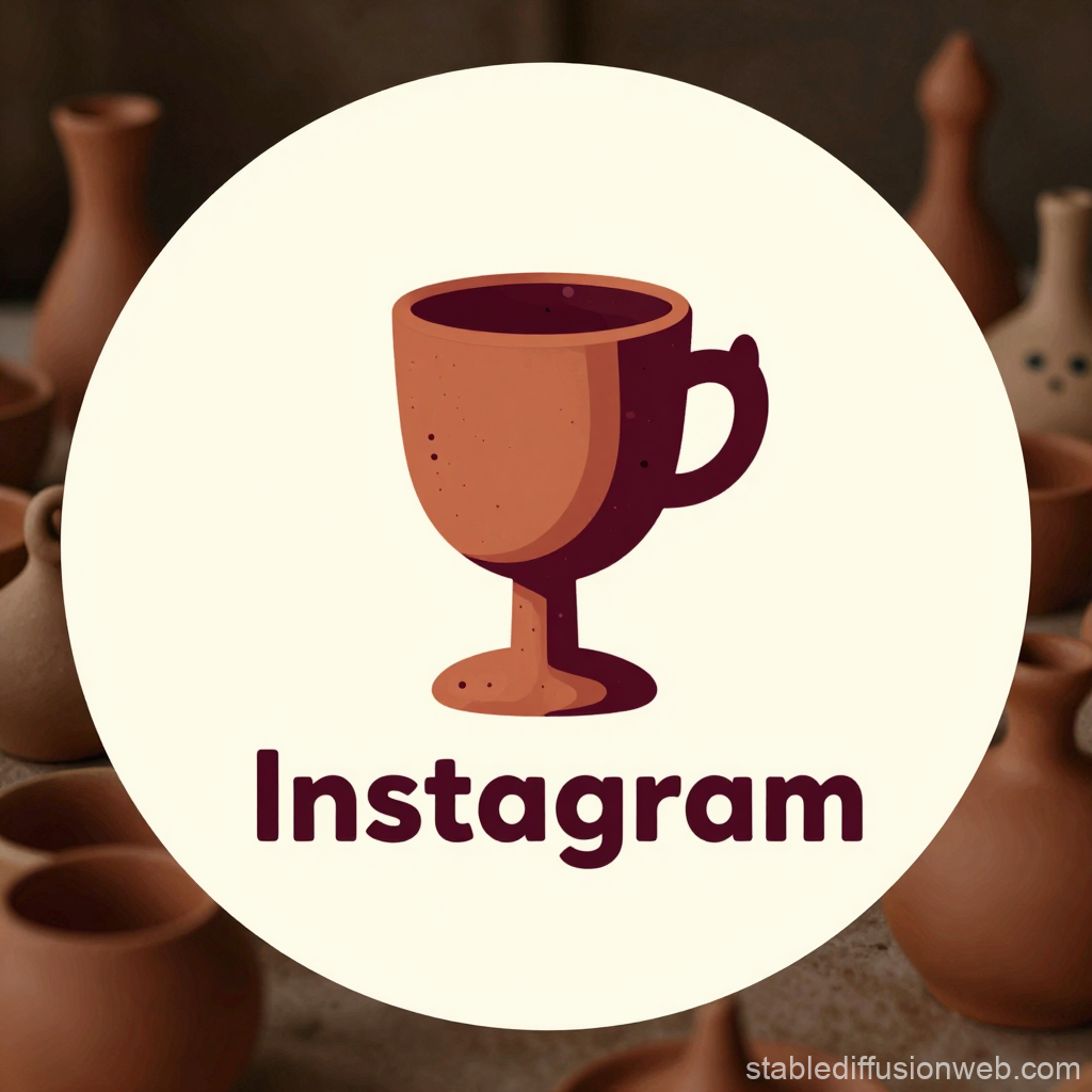 Playful Clay Art Trophy Logo with Instagram Text