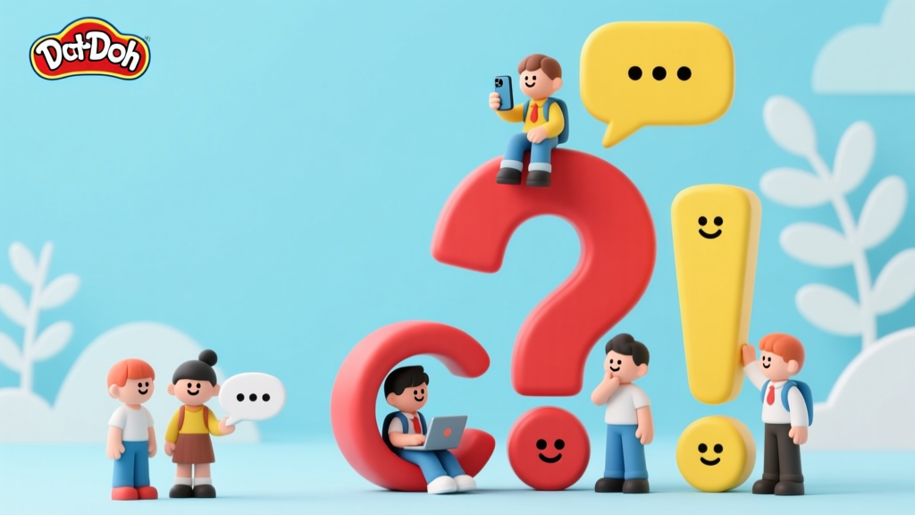 Playful Clay Characters with Question and Exclamation Marks