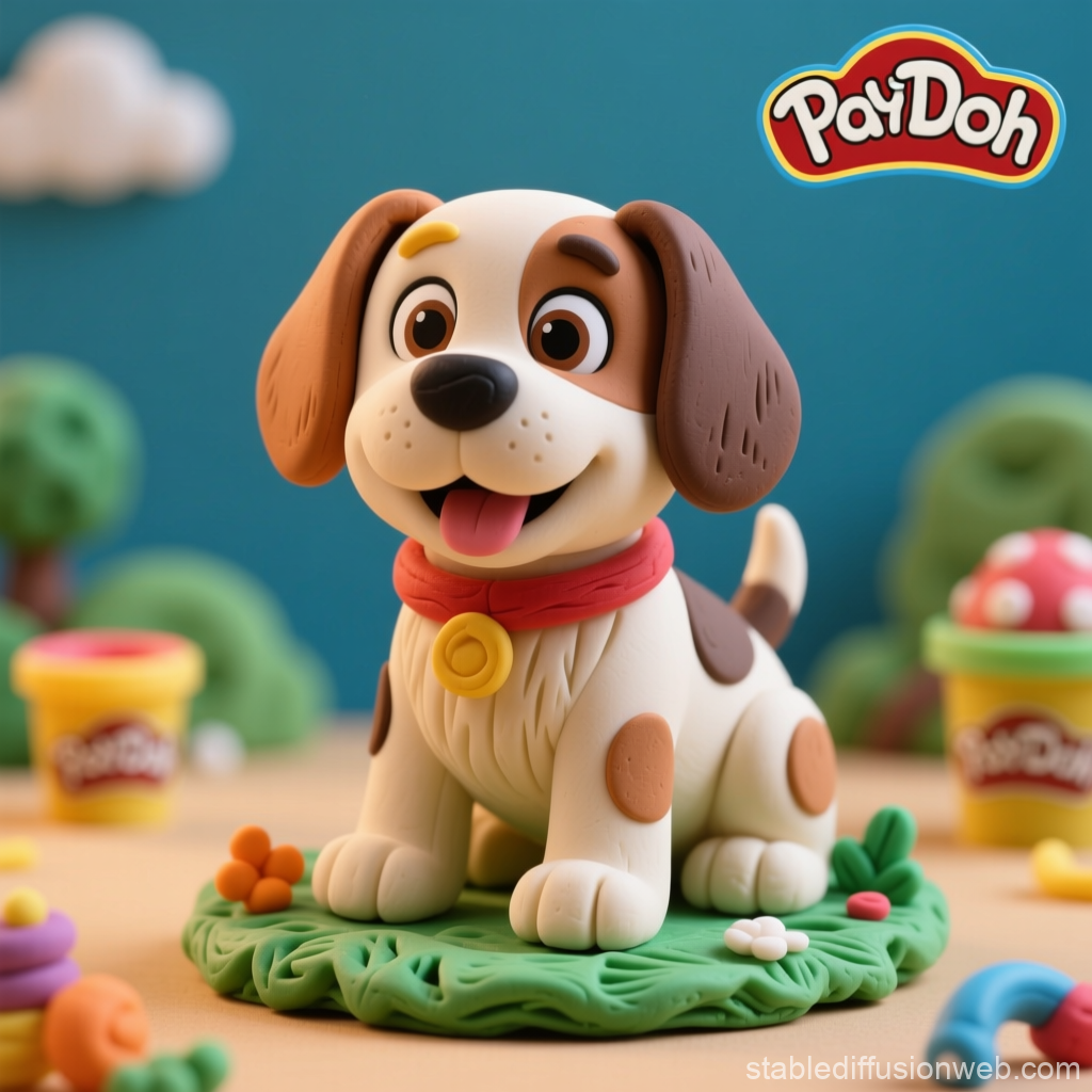 Playful Clay Dog Figurine with Play-Doh Logo