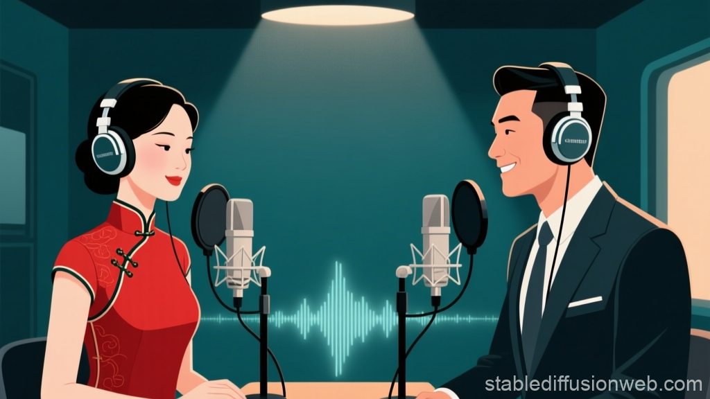 Podcast Recording in Modern Studio with Hosts