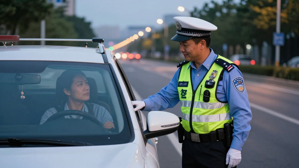 Police Officer Checking Driver on Roadside