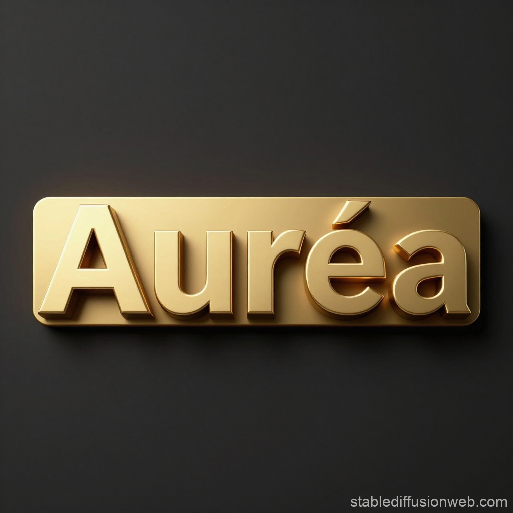 Polished Gold 3D Text Logo Auréa on Dark Background