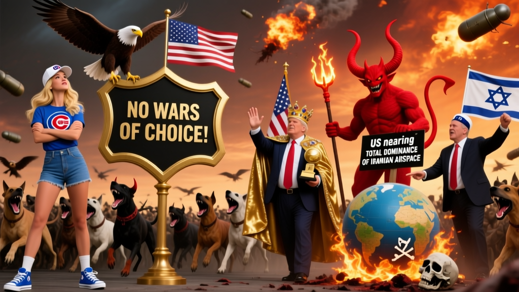 Political Allegory Featuring Eagle, Devil, and US Dominance