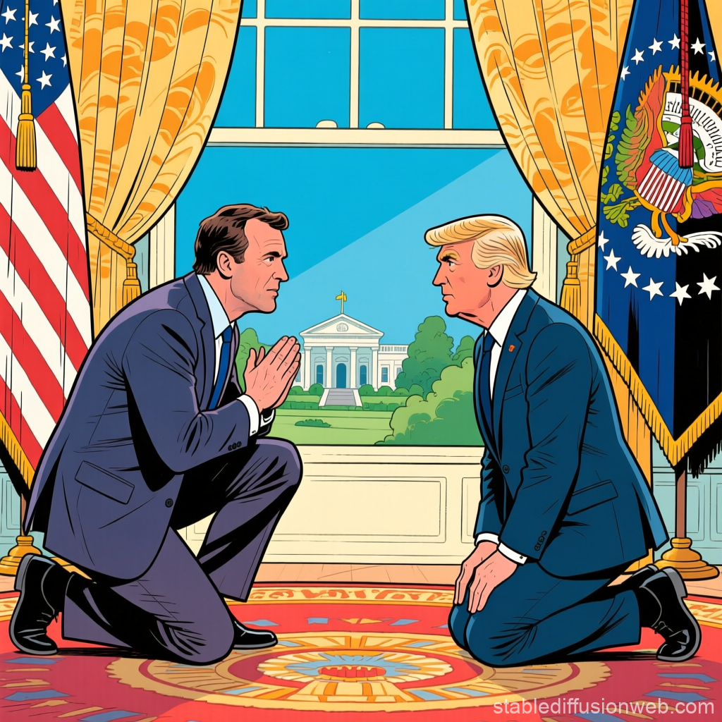 Political Figures Kneeling in the Oval Office