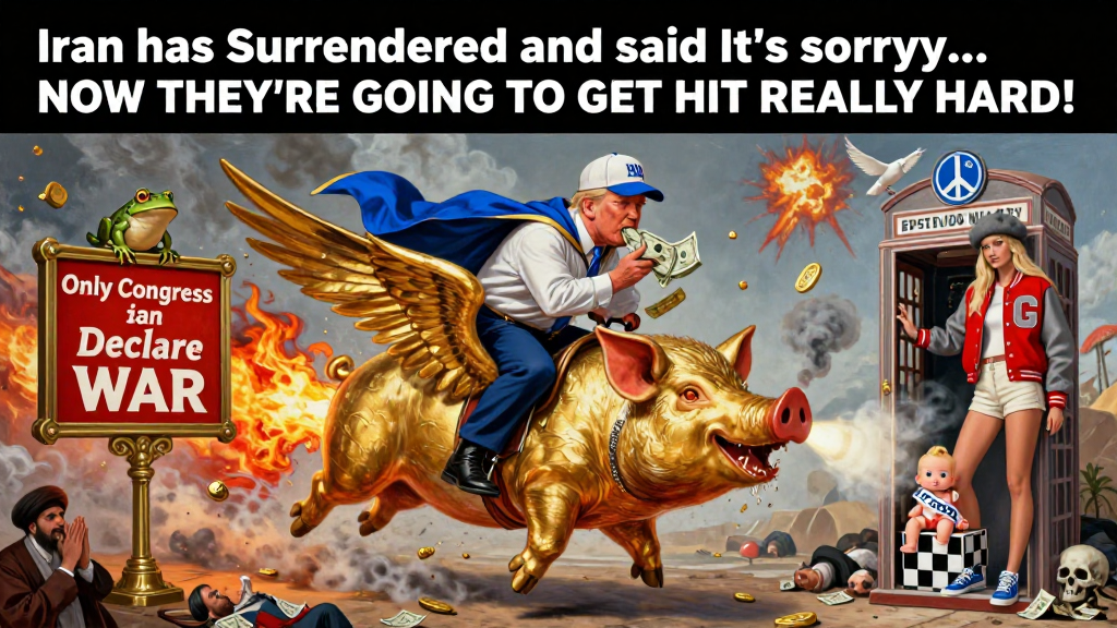 Political Satire Featuring Flying Golden Pig and Controversial Figures