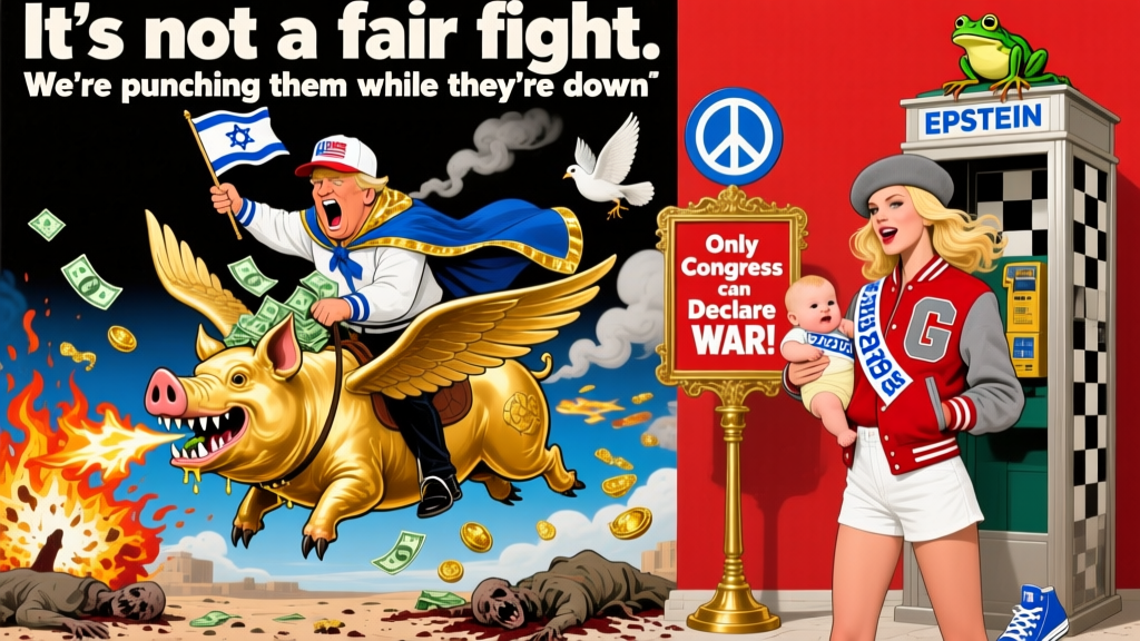 Political Satire Pop Art Depicting War and Power