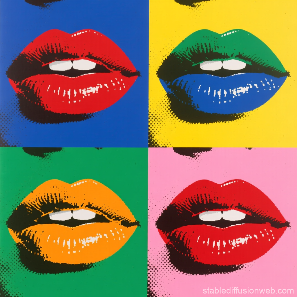 Pop Art Colorful Lips Grid