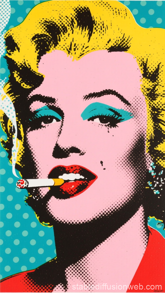 Pop Art Portrait of Woman Smoking