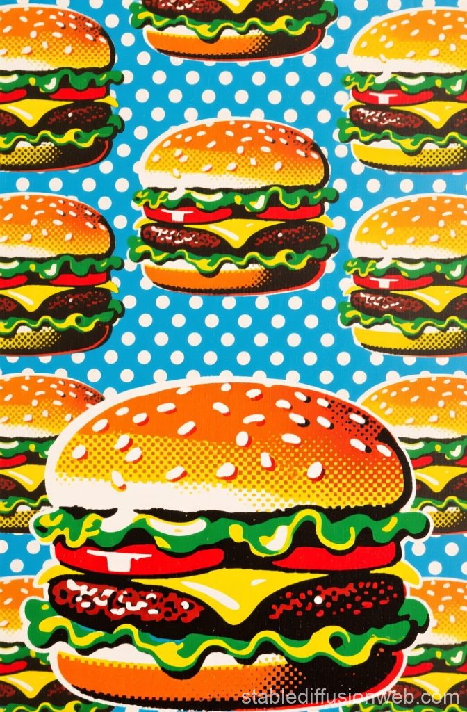 Pop Art Style Cheeseburger Pattern