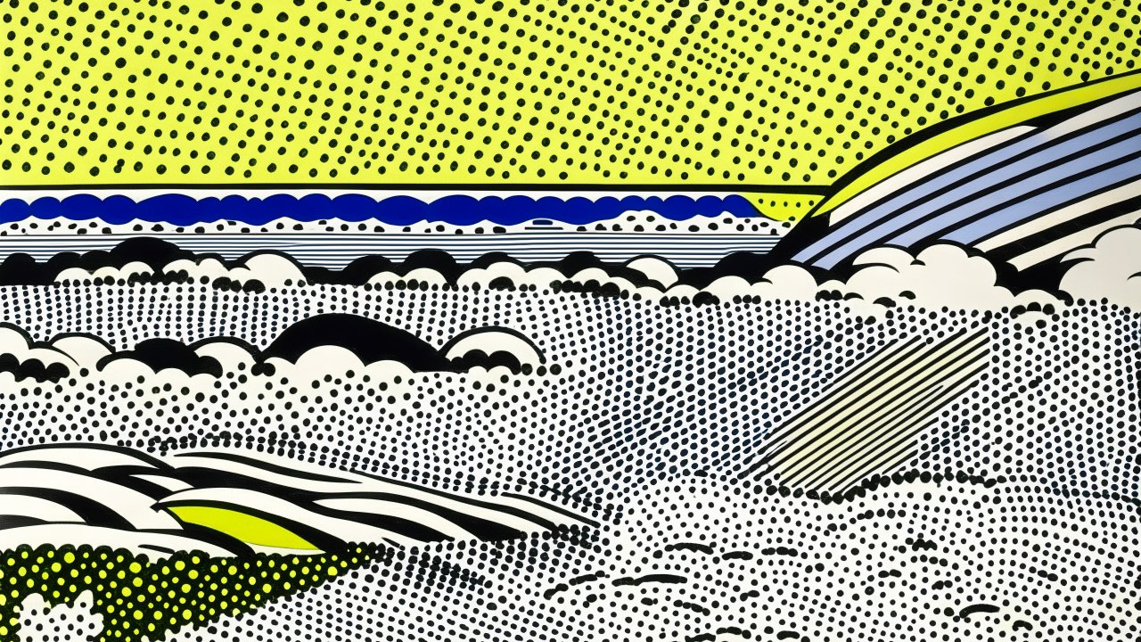 Pop Art Style Noisy Beach Scene