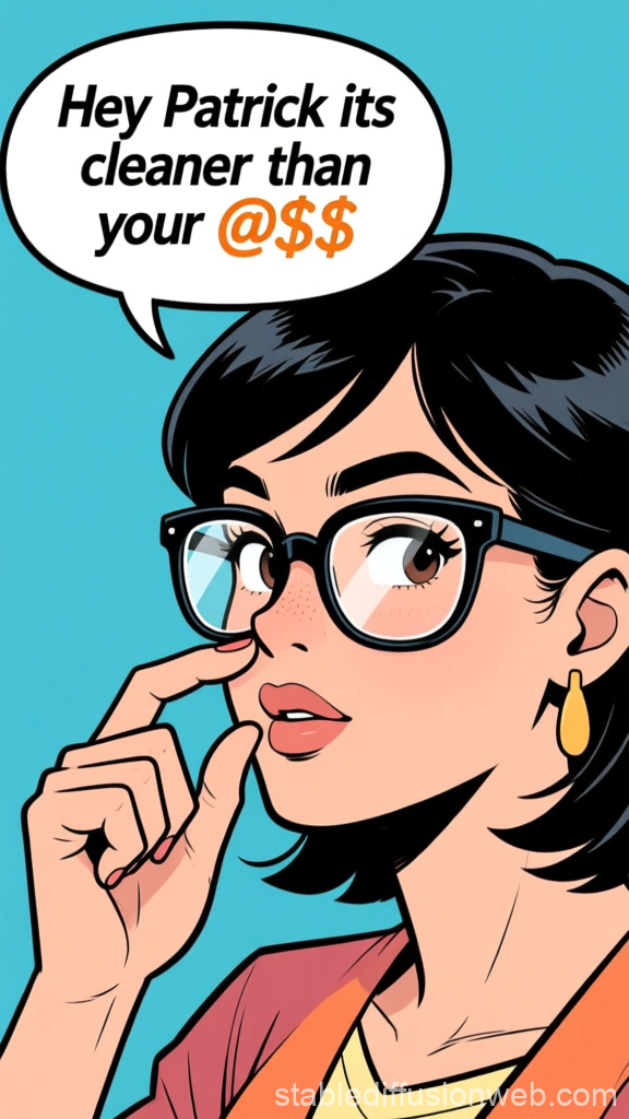 Pop Art Woman with Glasses and Speech Bubble