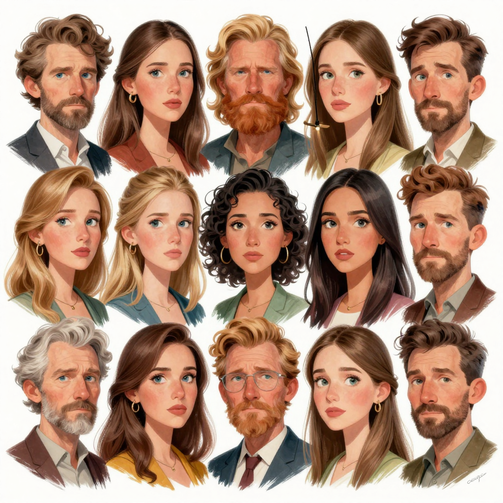 Portrait Collection of Diverse Faces with Varied Emotions