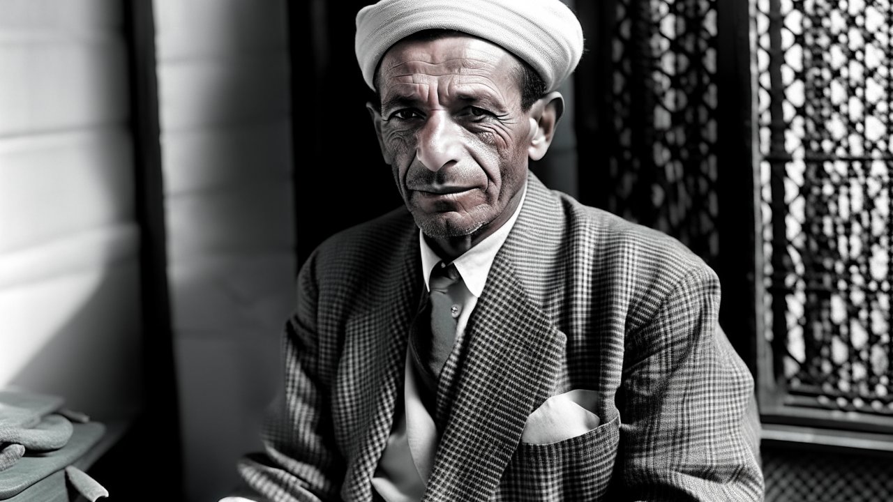 Portrait of a Distinguished Egyptian Man in Traditional Attire
