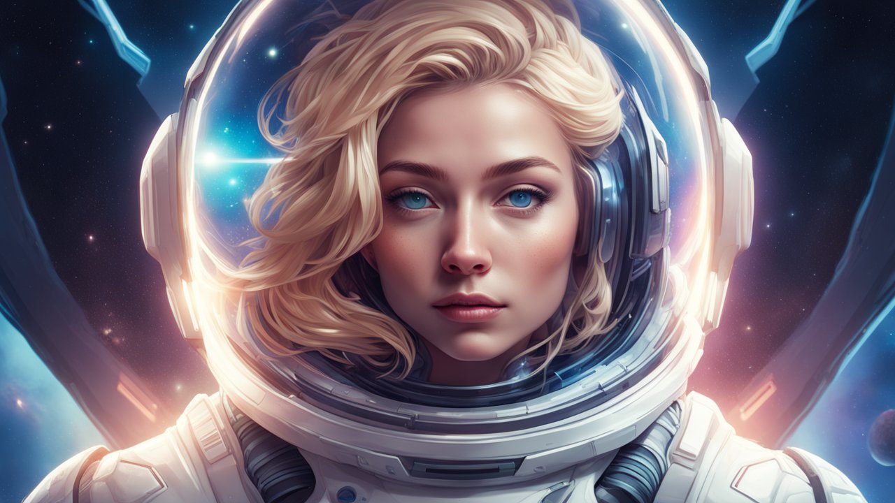Portrait of a Female Astronaut in Space Suit