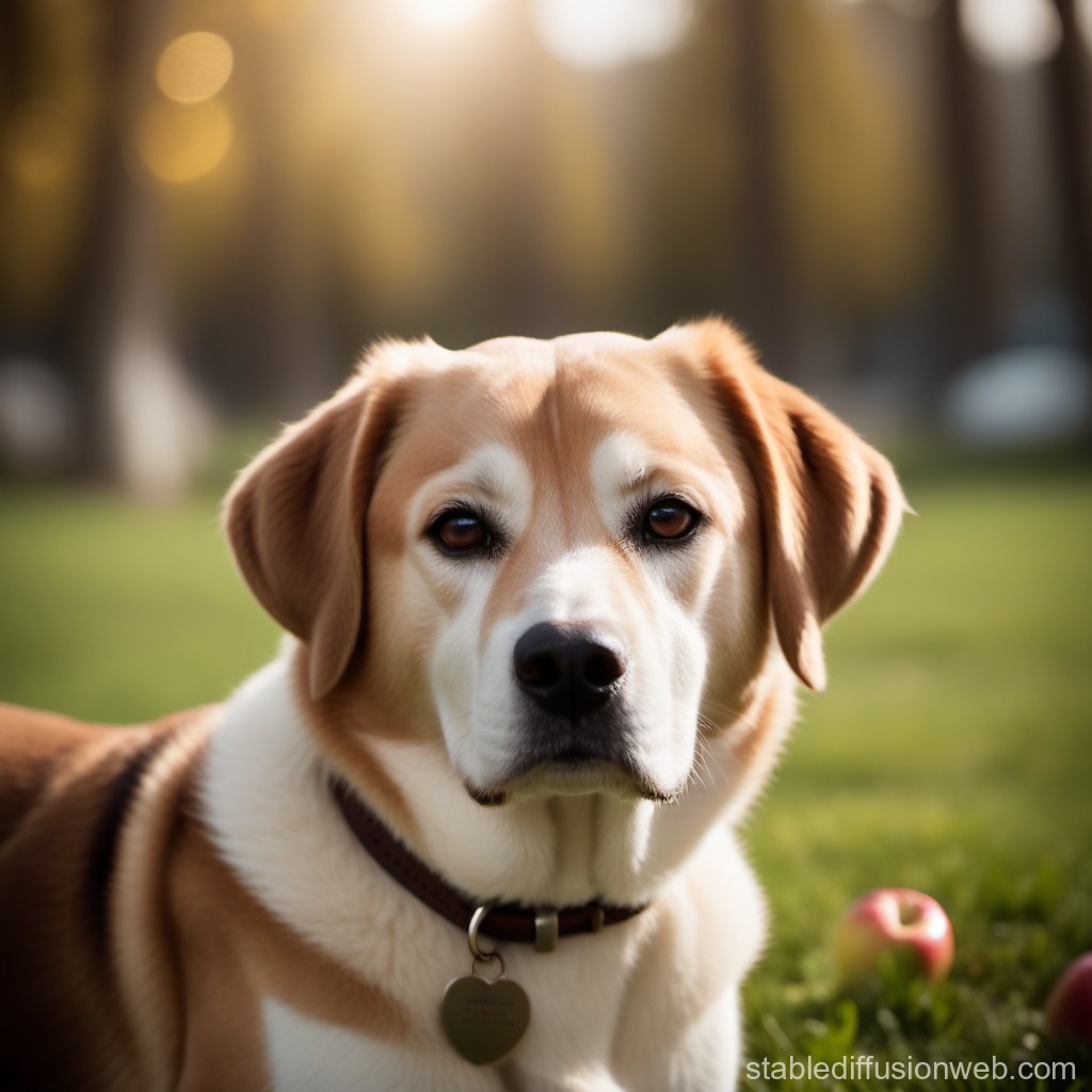 Portrait of a Friendly Dog in a Sunlit Park
