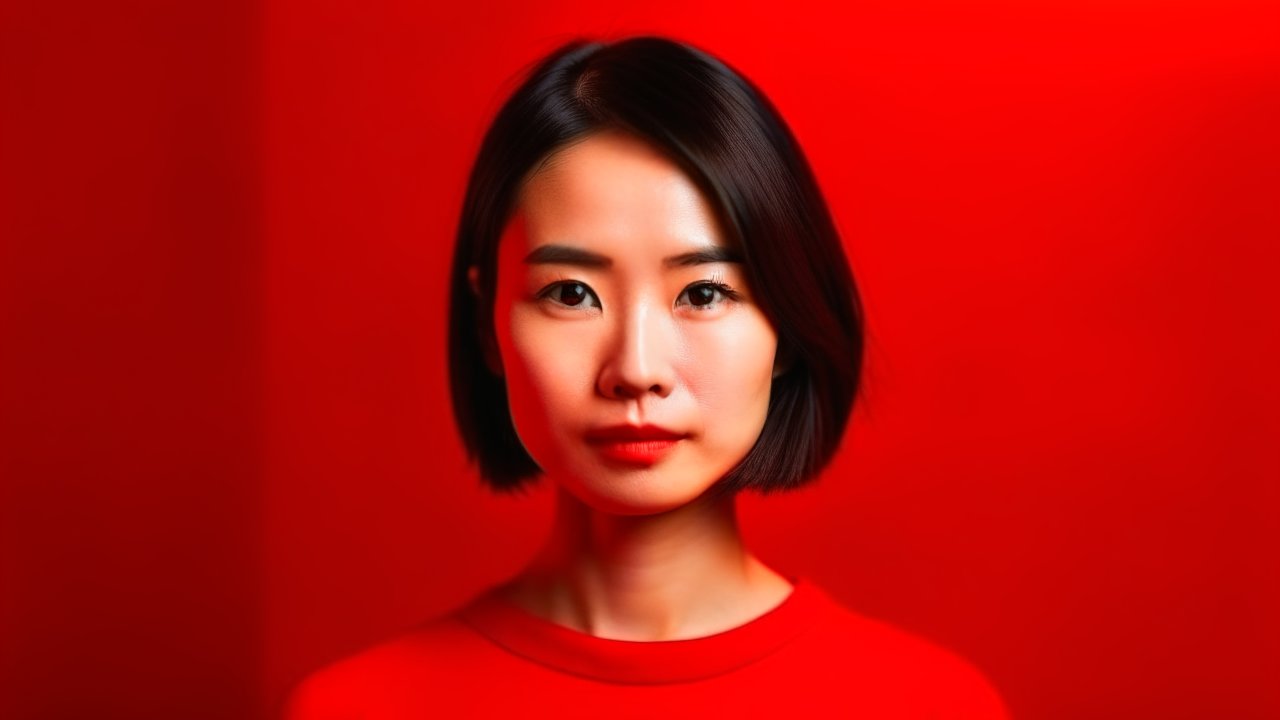 Portrait of a Japanese Woman in Red