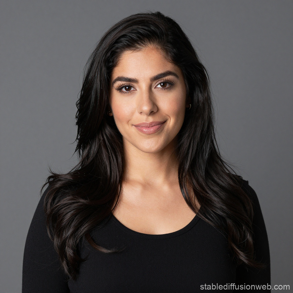 Portrait of a Latina Woman with Long Dark Hair