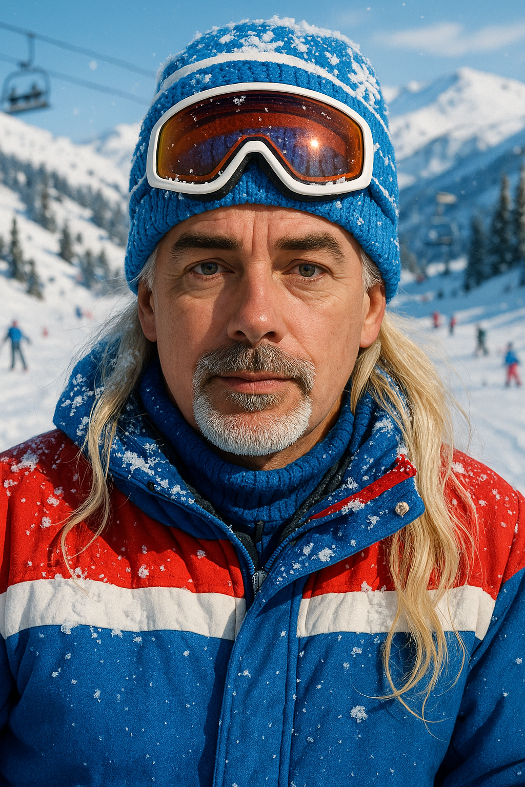 Portrait of a Man in Ski Gear on Snowy Mountain