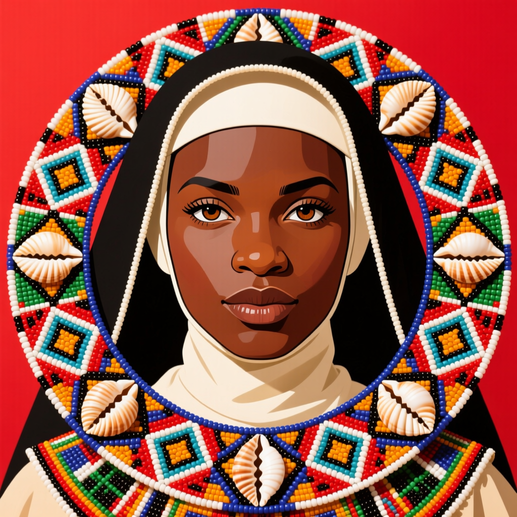 Portrait of a Nun with African Beaded Halo