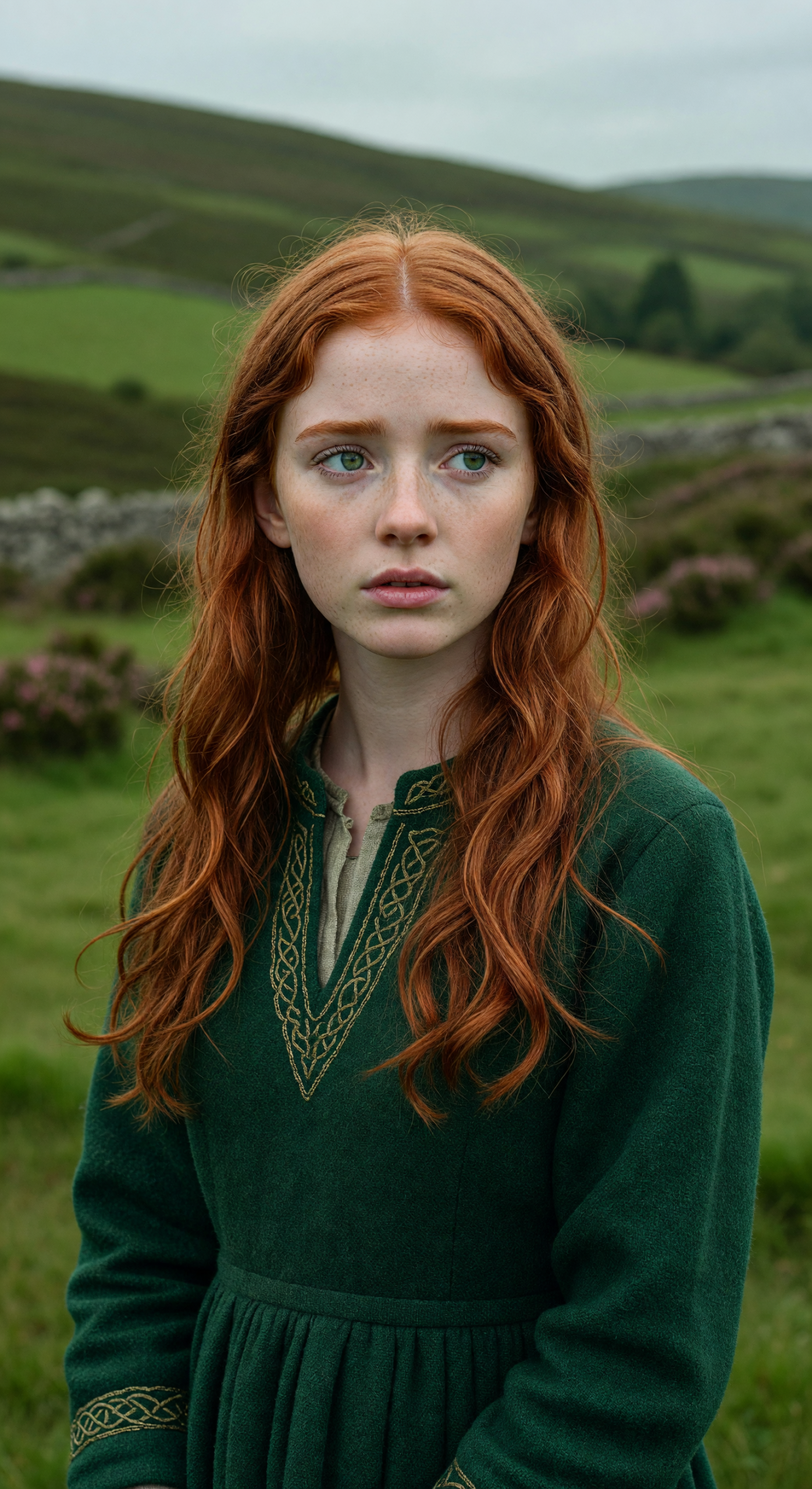 Portrait of a Red-Haired Irish Maiden in Traditional Dress