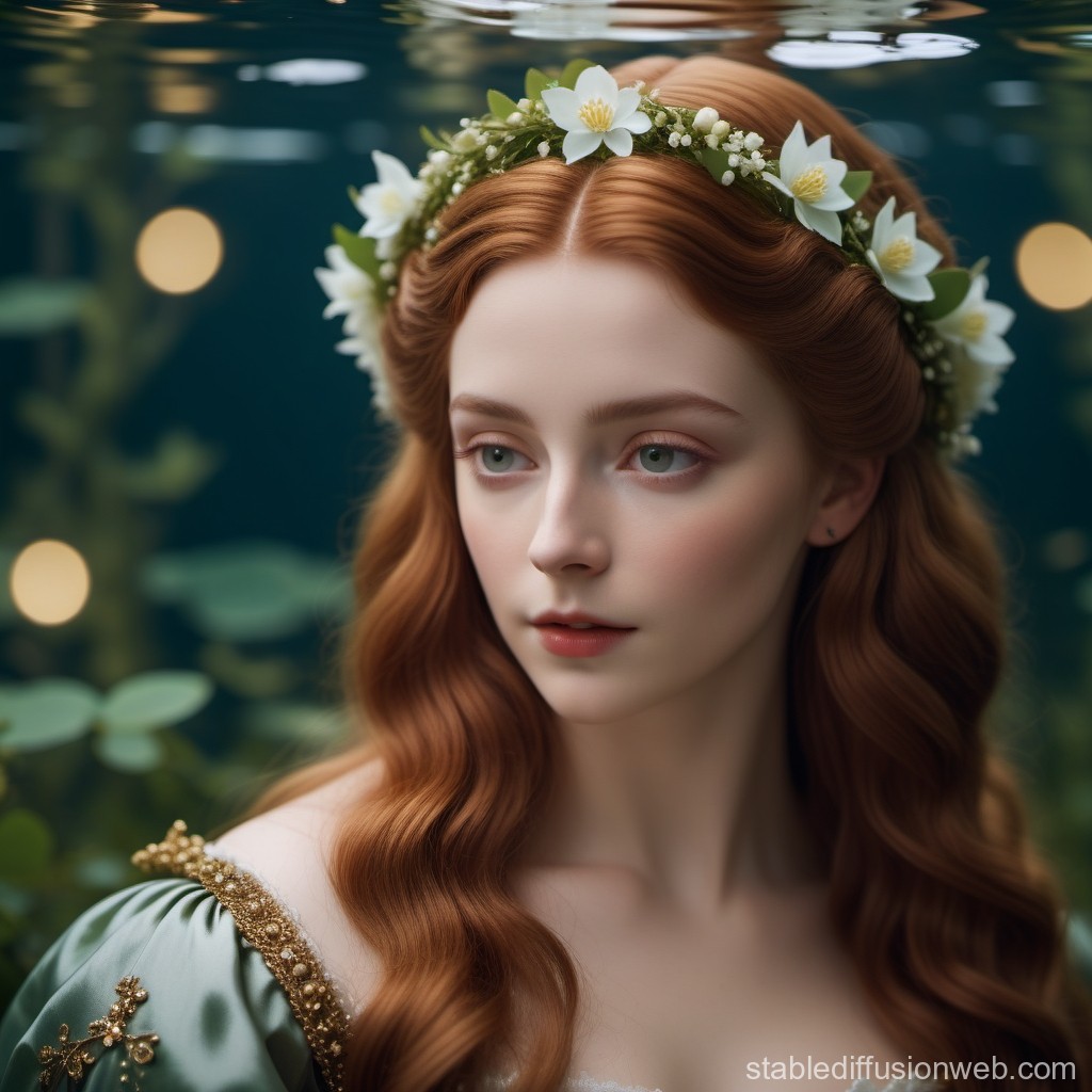 Portrait of a Red-Haired Woman with Floral Crown
