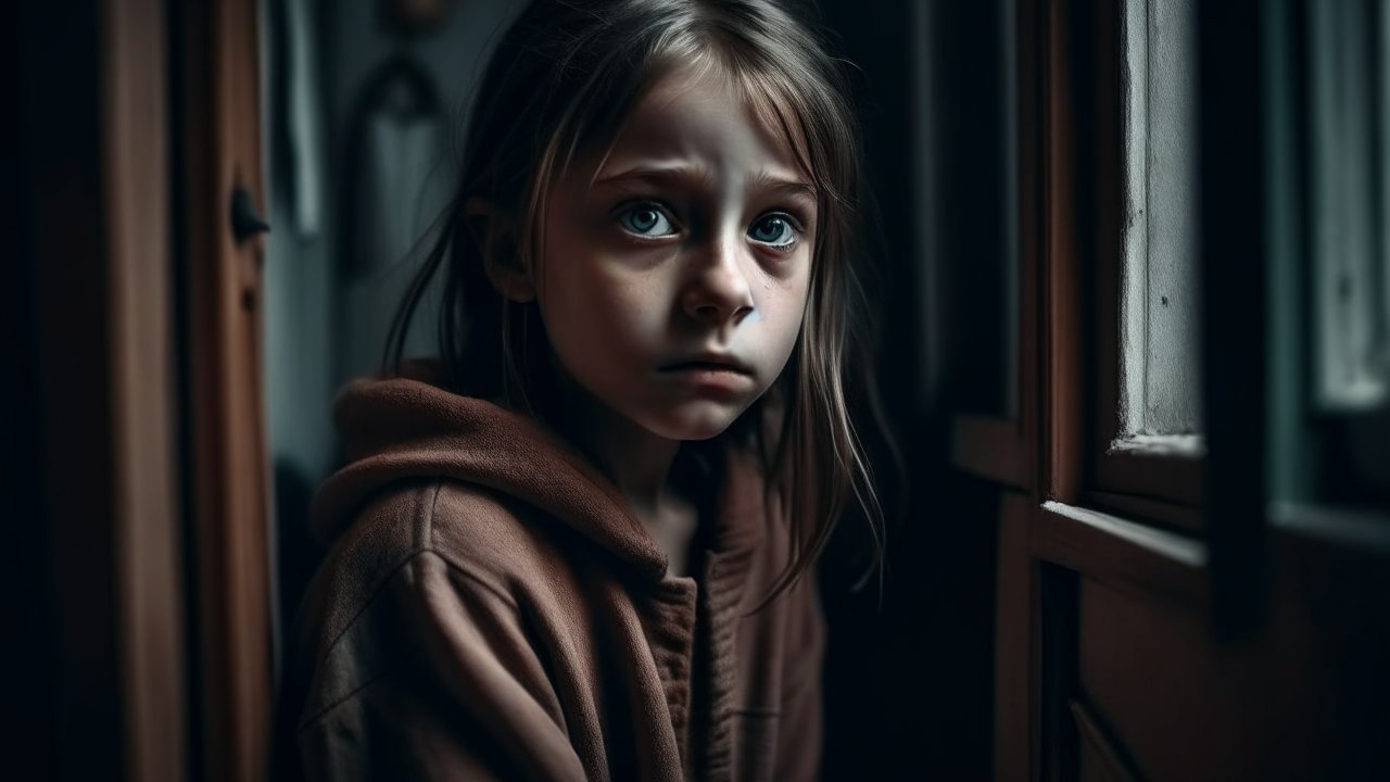 Portrait of a Sad Girl Lost in Thought