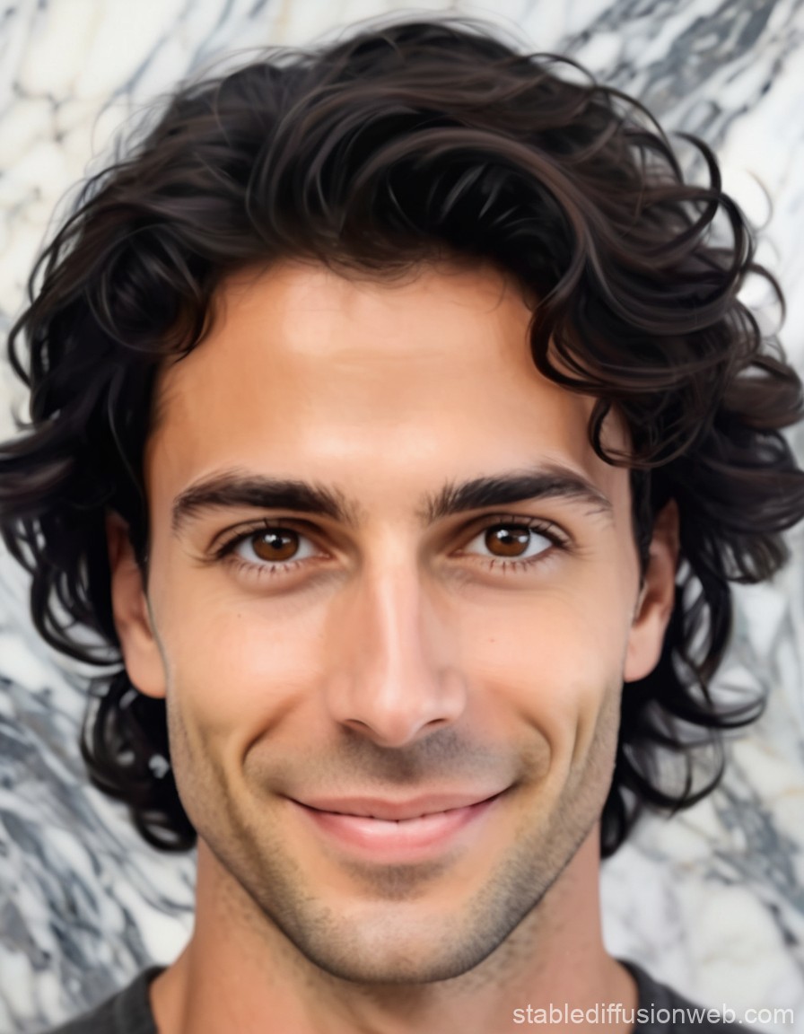 Portrait of a Smiling Man with Curly Hair