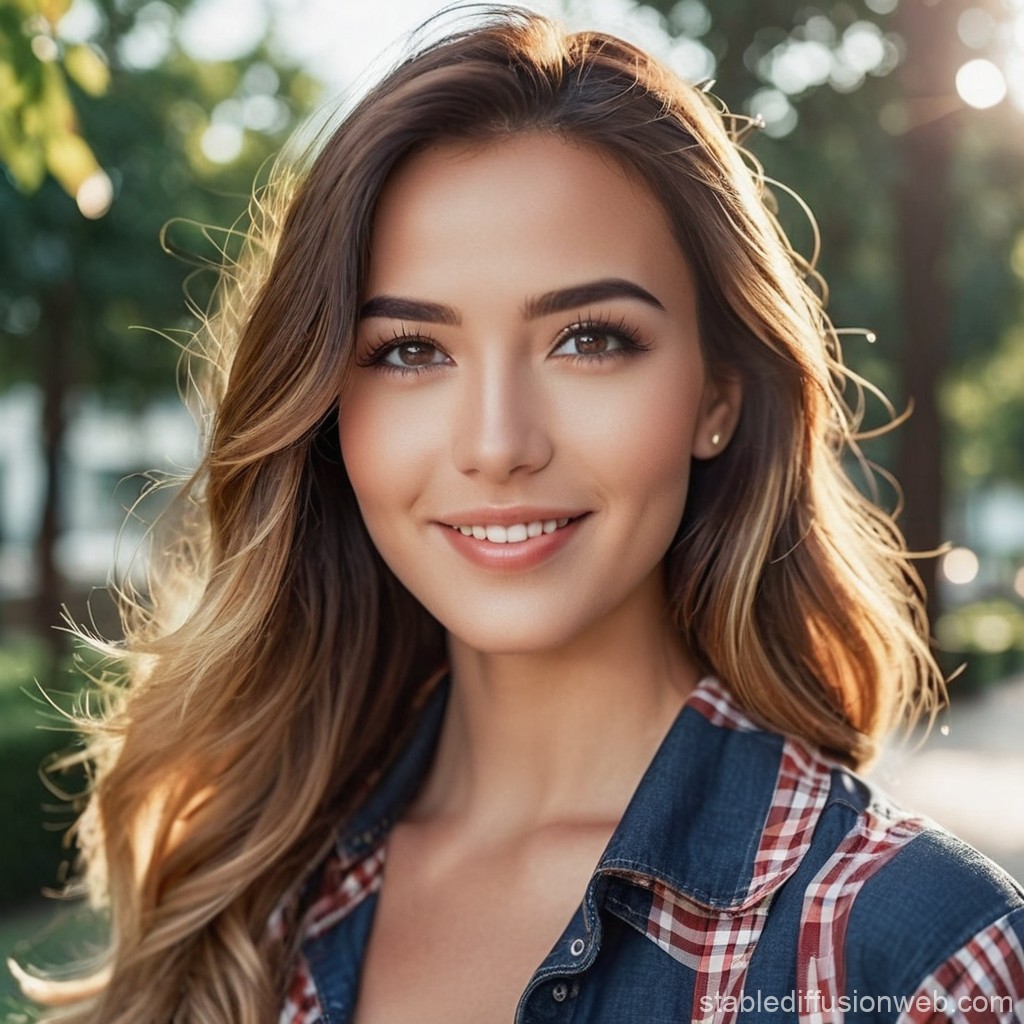 Portrait of a Smiling Young Woman Outdoors