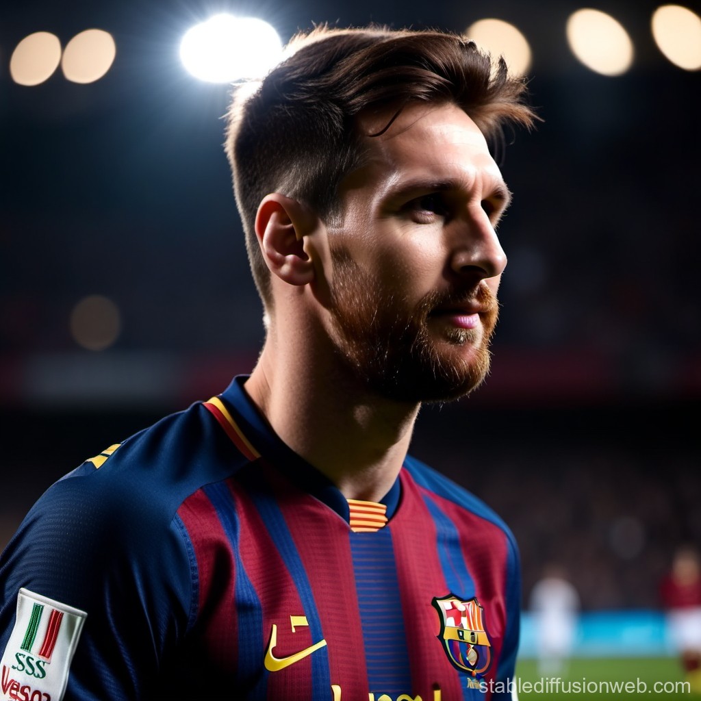 Portrait of a Soccer Player in FC Barcelona Jersey