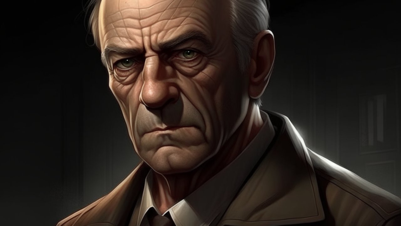 Portrait of a Stern Elderly Man in Coat